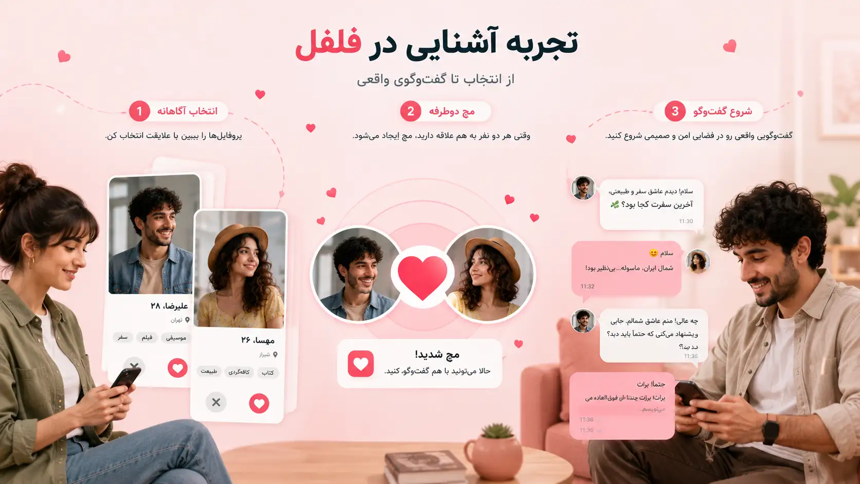 تجربه مچ و گفت‌وگو در پلتفرم دوستیابی فلفل